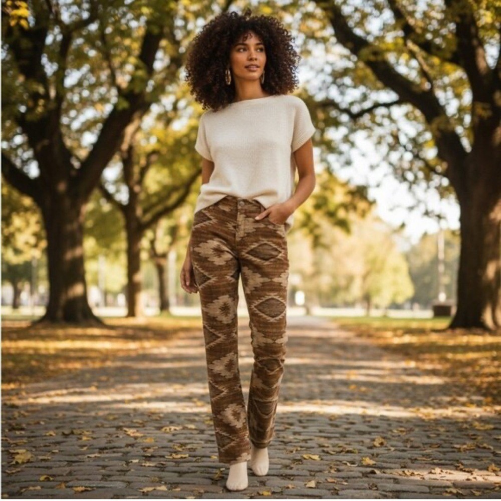 Lauren Ralph Lauren Modern Skinny‎ Southwestern Print Pants Brown Tan Aztec